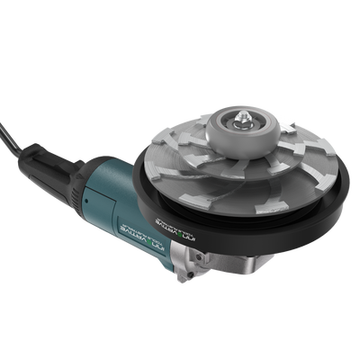 Recess Disc 2 3V2 diamond grinding disc mounted on an angle grinder for concrete surface preparation