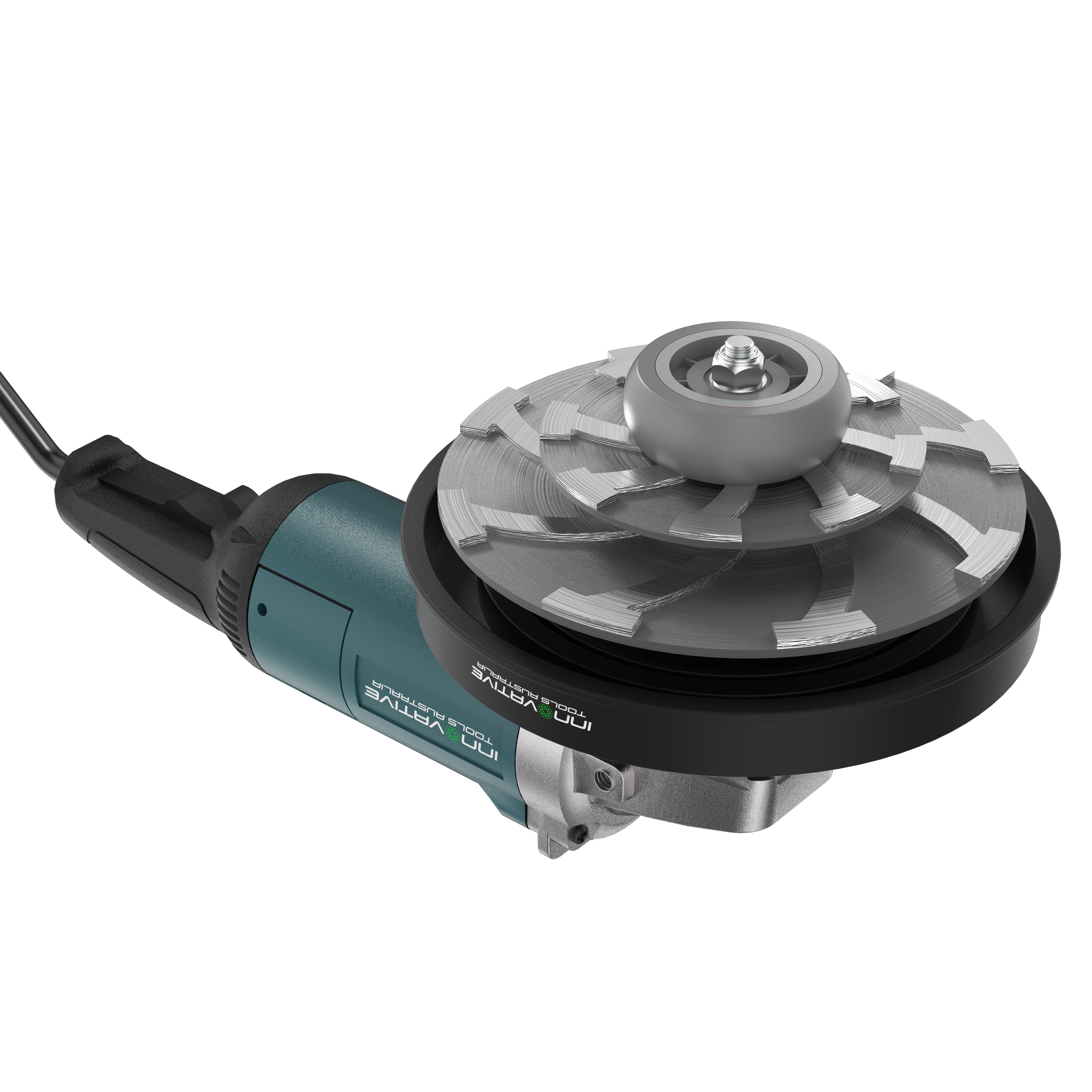 Recess Disc 2 3V2 diamond grinding disc mounted on an angle grinder for concrete surface preparation