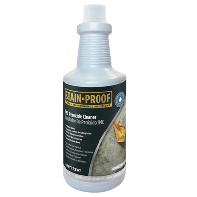 STAIN-PROOF SMC Peroxide Cleaner by DryTreat for removing organic stains, mould, mildew, algae, and leaf stains from stone, masonry, and concrete surfaces.
