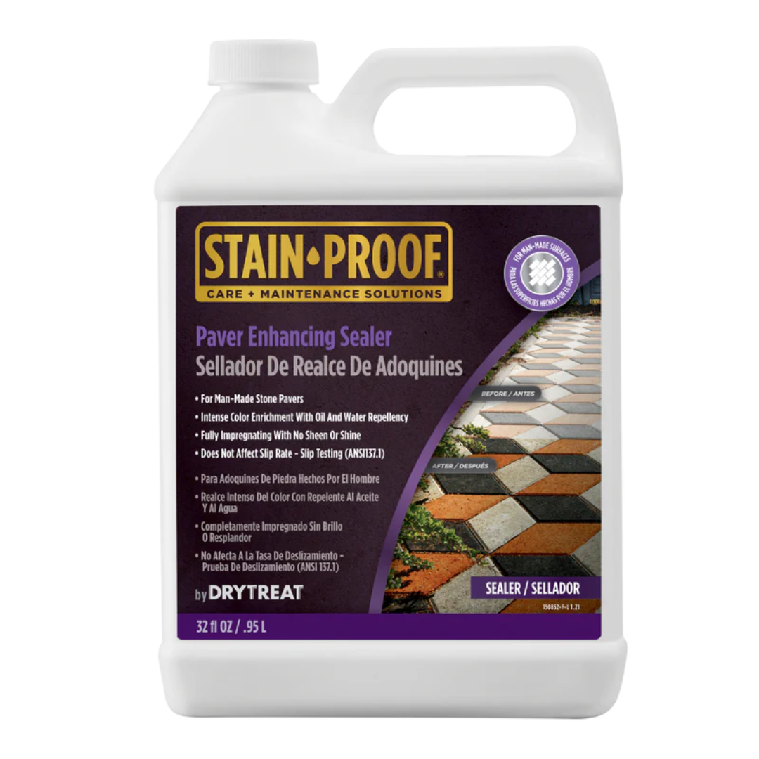 Stain-Proof Paver Enhancing Sealer for enhancing the natural colour of pavers while providing premium stain protection and water repellency without creating a glossy finish.