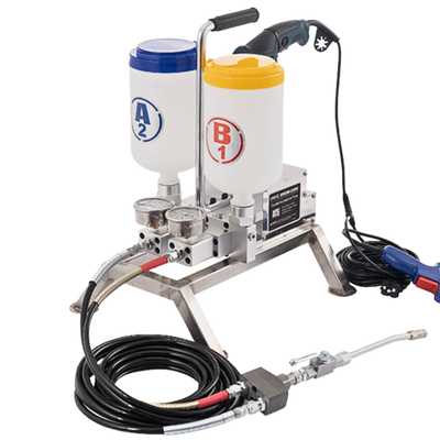 SWDM 2500 dual component injection machine for high-pressure epoxy and polyurethane crack injection, concrete repair, waterproofing, and structural restoration applications.