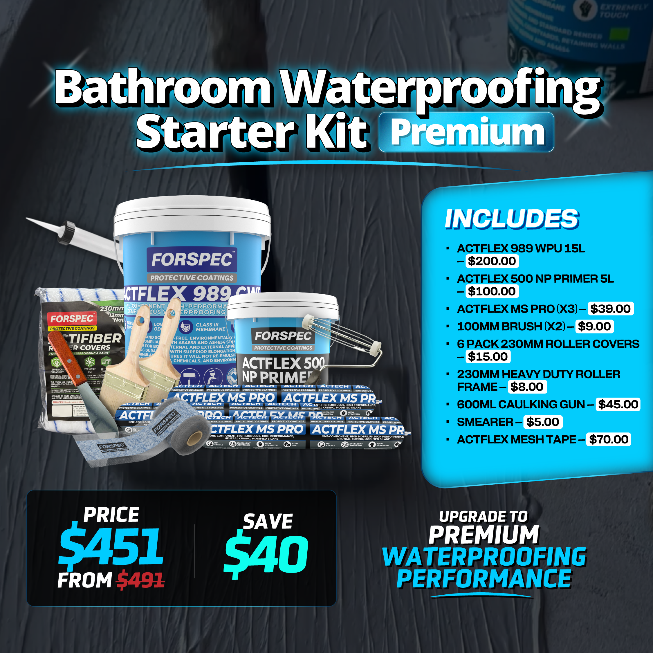 The Forspec Bathroom Waterproofing Starter Kit