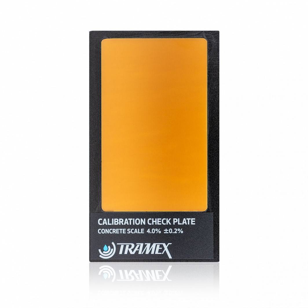Tramex Calibration Check Plate for verifying the accuracy and calibration of Tramex concrete moisture meters on the concrete scale (4.0% ±0.2%).