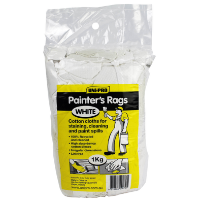 Uni-Pro Painter's Rags White 1kg cotton cleaning cloths