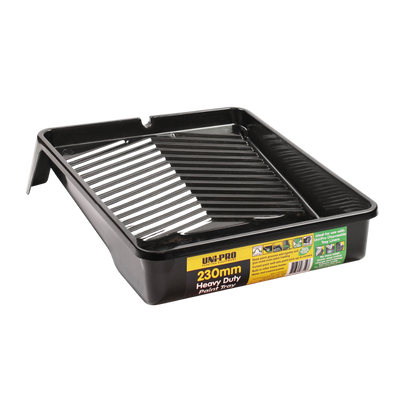 UNI PRO 230mm Heavy Duty Paint Tray for use with 230mm paint rollers, suitable for painting, waterproofing, epoxy coatings, primers and general decorating applications.