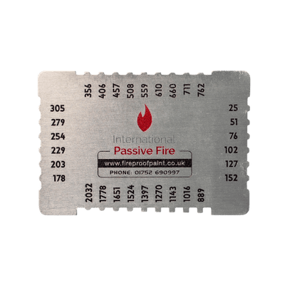 Stainless steel wet film thickness gauge used to measure the thickness of freshly applied paint, waterproofing membranes, coatings and fireproofing materials for quality control.