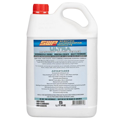 SWP Ultra Masonry Block Sealer 5 Litre penetrating water-based sealer for concrete, masonry blocks, brickwork, and porous surfaces.