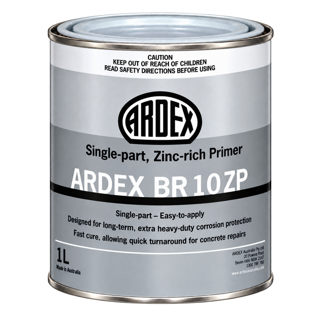 Ardex BR 10 ZP zinc-rich primer 1L for corrosion protection of steel reinforcement before concrete repairs