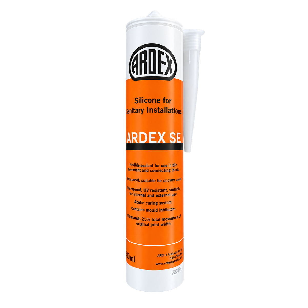 ARDEX SE 300mL silicone sealant for sanitary installations, ideal for bathrooms, kitchens, showers and wet areas, providing flexible, waterproof and mould-resistant sealing for internal and external applications.