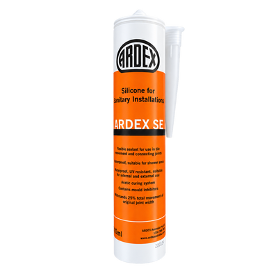 ARDEX SE 300mL silicone sealant for sanitary installations, ideal for bathrooms, kitchens, showers and wet areas, providing flexible, waterproof and mould-resistant sealing for internal and external applications.