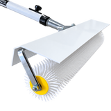 Battery operated spiked roller with 21 mm spikes and 500 mm wide roller for removing trapped air from self-levelling compounds, epoxy flooring, and resin coatings while reducing material splatter during application.