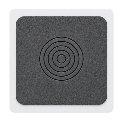 Square foam penetration seal with concentric cut rings for waterproofing pipe penetrations and service outlets.