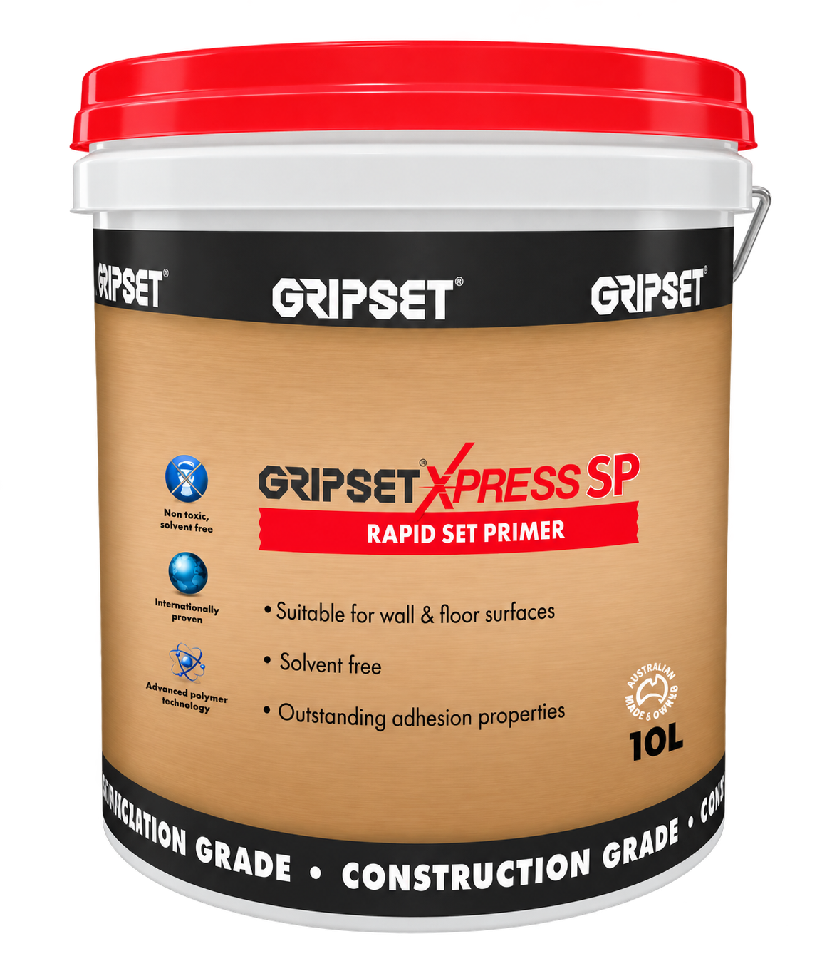 Gripset Xpress SP rapid set primer 10L for preparing wall and floor surfaces before waterproofing, tiling, and flooring applications