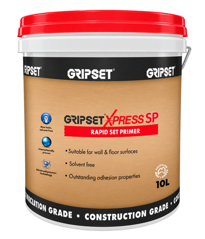 Gripset Xpress SP rapid set primer 10L for preparing wall and floor surfaces before waterproofing, tiling, and flooring applications