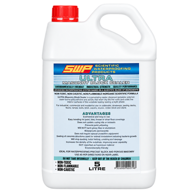 SWP Ultra Masonry Block Sealer 5 Litre penetrating water-based sealer for concrete, masonry blocks, brickwork, and porous surfaces.