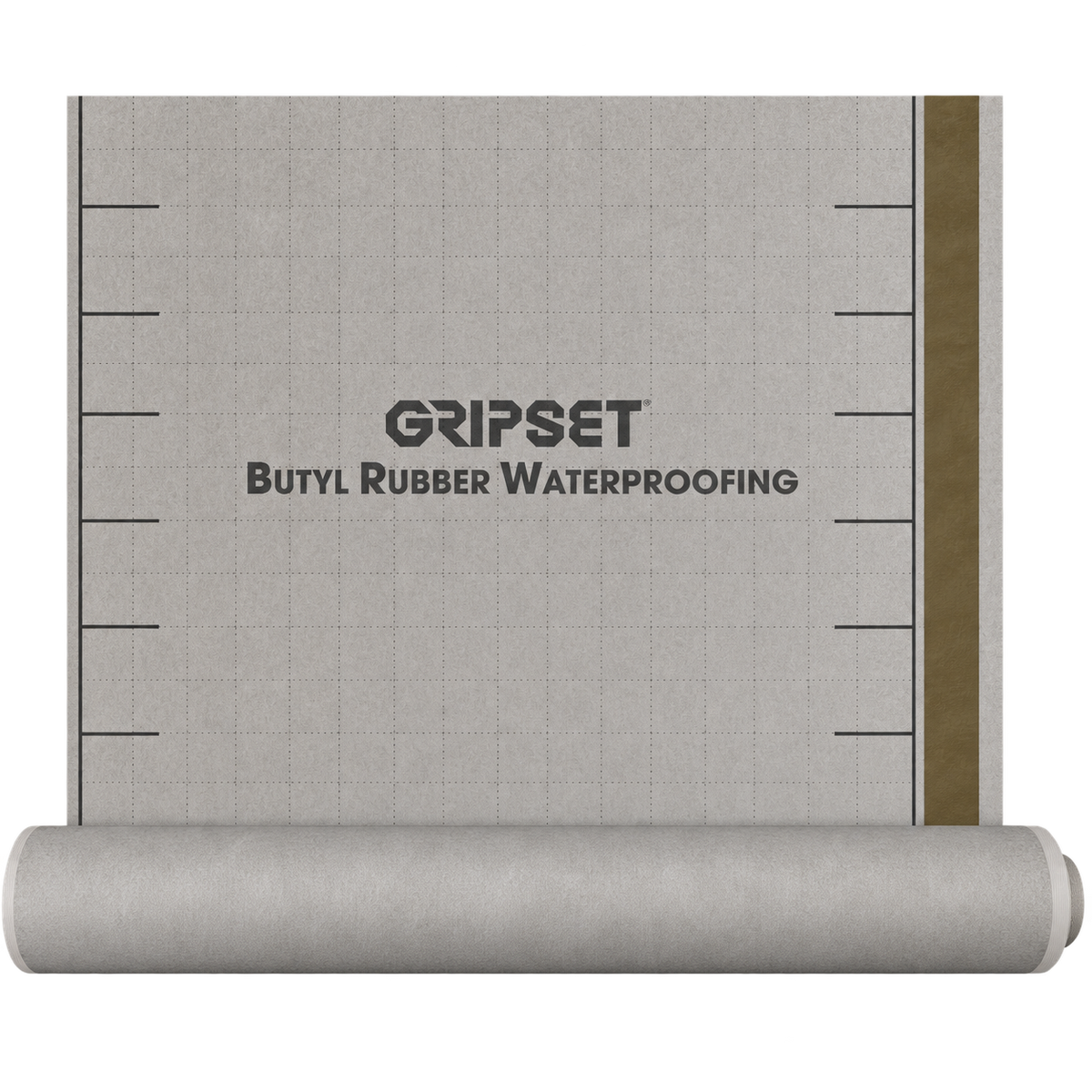 Gripset BRW PFN Butyl Rubber Waterproofing Membrane 1mm x 1m x 10m Roll for waterproofing balconies, bathrooms, rooftops, wet areas, and below-ground applications, providing a durable self-adhesive waterproof barrier