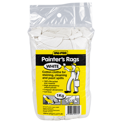 Uni-Pro Painter's Rags White 1kg cotton cleaning cloths